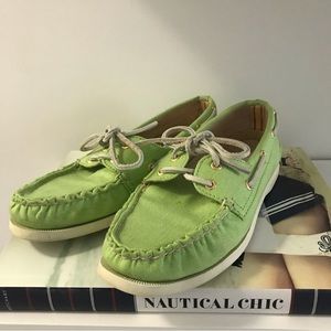 Sperry Top-Sider for J.Crew Light Green Canvas Boat Shoes Size 7.5